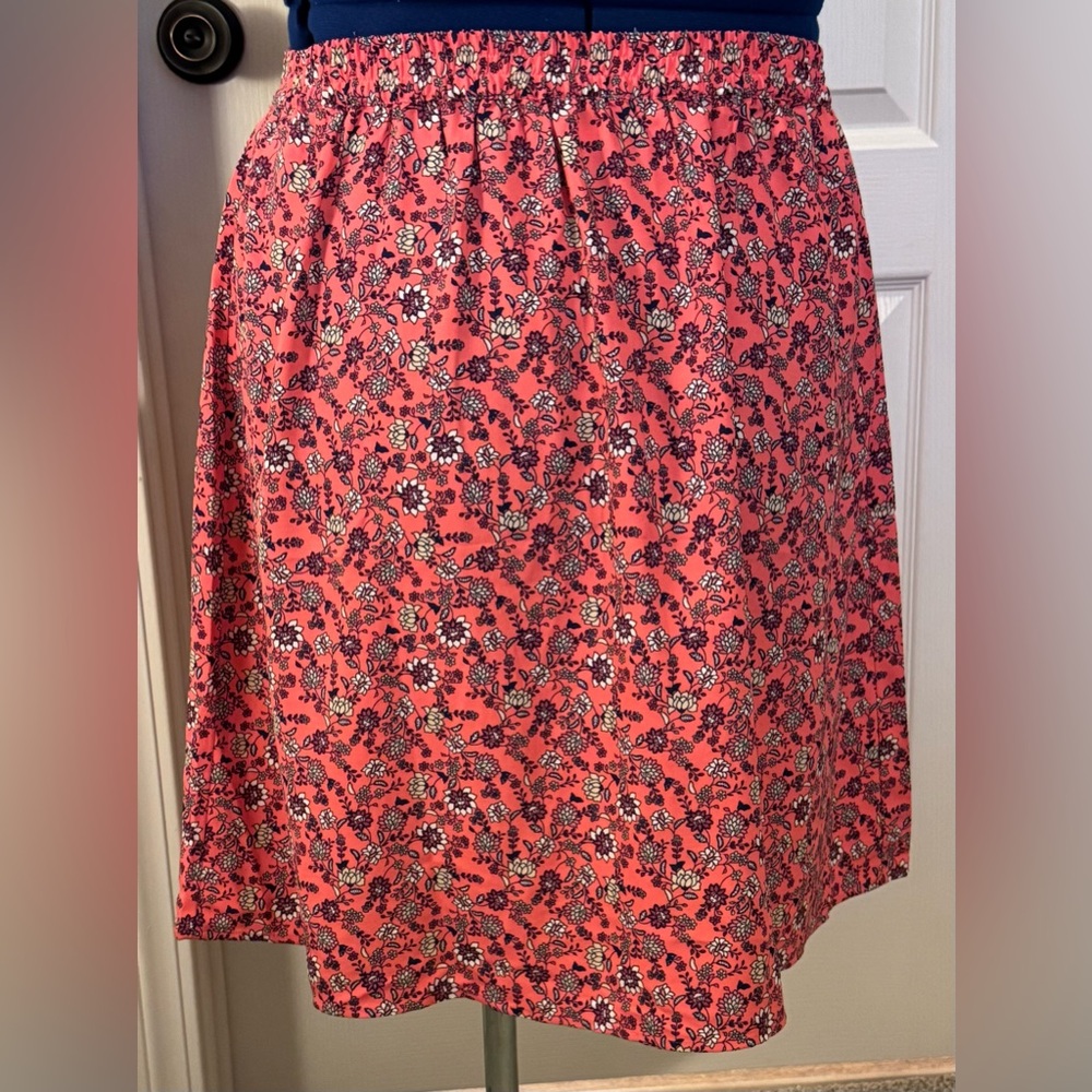 LOFT Outlet Coral Floral A-Line Skirt